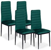 Set di 4 eleganti sedie in velluto verde