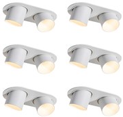 Set di 6 faretti da incasso bianchi GU10 50mm 2-Luci - Installa