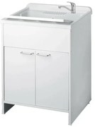 Mobile lavatoio 60x50 cm vasca in resina con asse e kit di scarico