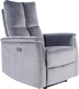 Poltrona reclinabile imbottita Neptun in velluto grigio - H96