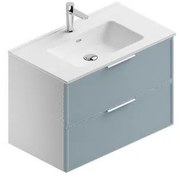 Mobile sottolavabo e lavabo Quadra per vasca centrale bianco-cielo in mdf L 80 x H 57 x P 46 cm 2 cassetti