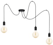 Lampadario a sospensione con filo MIROS 3xE27/60W/230V ragno nero