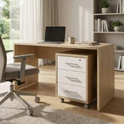 Cassettiera da Ufficio con 4 Cassetti Ruote e Bordi Rialzati 40x36x65