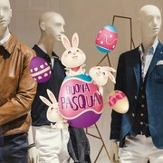 Coniglietti sull&#39;uovo di Pasqua | Vetrofania