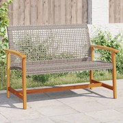 Panca da giardino grigia 112 cm in polyrattan e legno di acacia