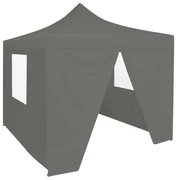 Gazebo Professionale Pieghevole 4 Pareti 2x2m Acciaio Antracite /