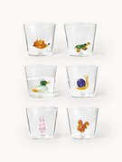 Set di 6 bicchieri per acqua in vetro borosilicato fatti a mano Animal Farm