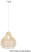 Sospensione bianco 1 luce vetro grande ambra 1191bi-sg-am