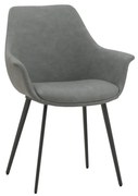 Set di sedie MIRASIERRA in similpelle grigio e gambe in metallo nero, con braccioli