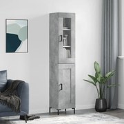 Credenza grigio cemento 34,5x34x180 cm in legno multistrato