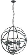 Lampadario Industrial-Nordico Orbita Acciaio Nero 6 Luci E14