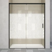 Porta doccia scorrevole Jazz L 140 x H 200cm, Sp. 6 mm in vetro smerigliato profilo nero