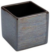 Portaspazzolino In Ceramica Lucida Grigio A Forma Di Cubo