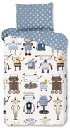 Set copripiumino e federa da bambini blu/beige in cotone per letto singolo 140x200 cm Robo – Good Morning