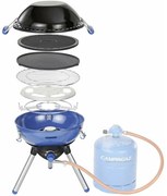 Party Grill 400 Barbecue campeggio portatile e fornello a gas tutto in uno, con griglia, piastra, plancha, wok 2000 w ideale per campeggio, festival