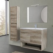 Mobile bagno sospeso 80 cm 2 ante serie Oasi rovere con specchio e pensile