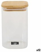 Contenitore per Conservare gli Alimenti Quttin Bambù Vetro Borosilicato Quadrato 720 ml (12 Unità)