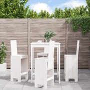 Set bar da giardino 5 pz bianco in legno massello di pino