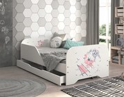 Letto per bambini MIKI 160 x 80 cm con il motivo di una ragazza sulla spiaggia