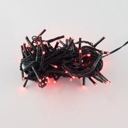 Catenaria Natalizia LED 8m, 8 GIOCHI DI LUCE, Cavo VERDE, IP44, Luce ROSSO Colore Rosso 620 - 625 °K