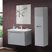 Mobile bagno sospeso 80 cm grigio lucido con specchio 70x90 Stillo