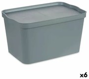 Scatola portaoggetti con coperchio Grigio Plastica 24 L 29,3 x 24,5 x 45 cm (6 Unità)