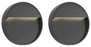 Lampade Da Parete Da Esterno A Led 2 Pz 3 W Nere Rotonde /