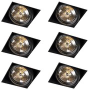 Set di 6 faretti da incasso neri AR111 orientabili e girevoli senza cornice - Oneon