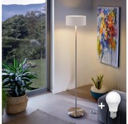 Lampada da terra LED TUNJA 1xE27/20W/230V Ø 30 cm cromo opaco/bianco