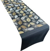 Stola decorativa nera con motivo a foglia d'oro Larghezza: 35 cm | Lunghezza: 140 cm