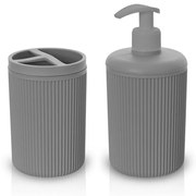 Set accessori bagno dispenser e portaspazzolini da appoggio grigio in plastica Ring