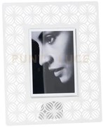 Portafoto di design ikat grande bianco marmo in ferro e polimetilme...