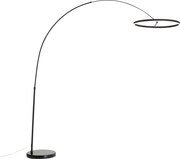 Lampada da terra ad arco di design nera con LED dimmerabile a 3 livelli - Anello