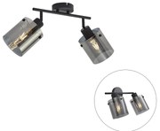 Faretto da soffitto di design nero con vetro fumé 2 luci - Domo