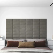 Pannelli Murali 12 Pz Grigio Chiaro 30x15 Cm Velluto 0,54 M² /