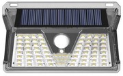 Applique 73 Led Nero con pannello solare IP44 Bianco freddo 6500K con sensore crepuscolare e di movimento Elbat