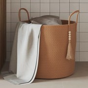 Cestino Portaoggetti Marrone Ø40x35 Cm İn Cotone /