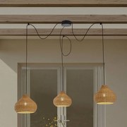 Lucande lampada a sospensione da esterno Taniola, a 3 luci, beige, rattan, IP44