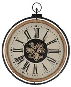 Orologio da Parete Home ESPRIT Nero Beige Dorato Naturale Metallo Legno di pino 74 x 9 x 91 cm