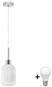 Lampadario LED su cavo HARMA 1xE27/60W/230V Ø 14 cm cromo opaco/bianco