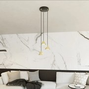 Lampadario a Sospensione in Acciaio ELIT 3 PREMIUM Nero e Oro 3xGX53