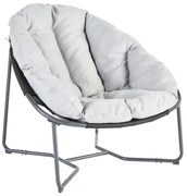 Poltrona da giardino con cuscino grigio e braccioli Cocoon NATERIAL, struttura in acciaio antracite seduta in textilene antracite, L 95.5 x H 80.5 x P 88.5 cm