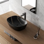 Lavabo D'Appoggio 50x38 Cm "Shelf" Marmonizzato Nero