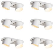 Set di 6 faretti da incasso bianchi GU10 70mm orientabili a 2 luci - Installa