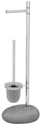 WENKO 19494100 - Spazzola per WC PEBBLE STONE 23,5x70 cm cromo lucido/grigio/satinato