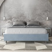 Letto contenitore da 160x190 in microfibra azzurro Azelia