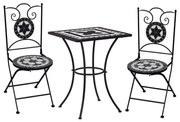 Set Bistrò 3 Pz Con Mosaico İn Ceramica Nero E Bianco /