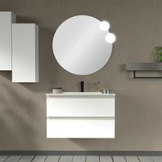 Mobile bagno sospeso 80 cm bianco opaco con lavabo e specchio Master