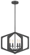 Lampadario Industrial Nordico Vanguard Acciaio Nero Antico 4 Luci E14