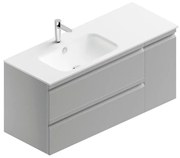 Mobile sottolavabo e lavabo Pull grigio artico opaco in mdf L 120 x H 56 x P 46 cm, 1 anta 2 cassetti